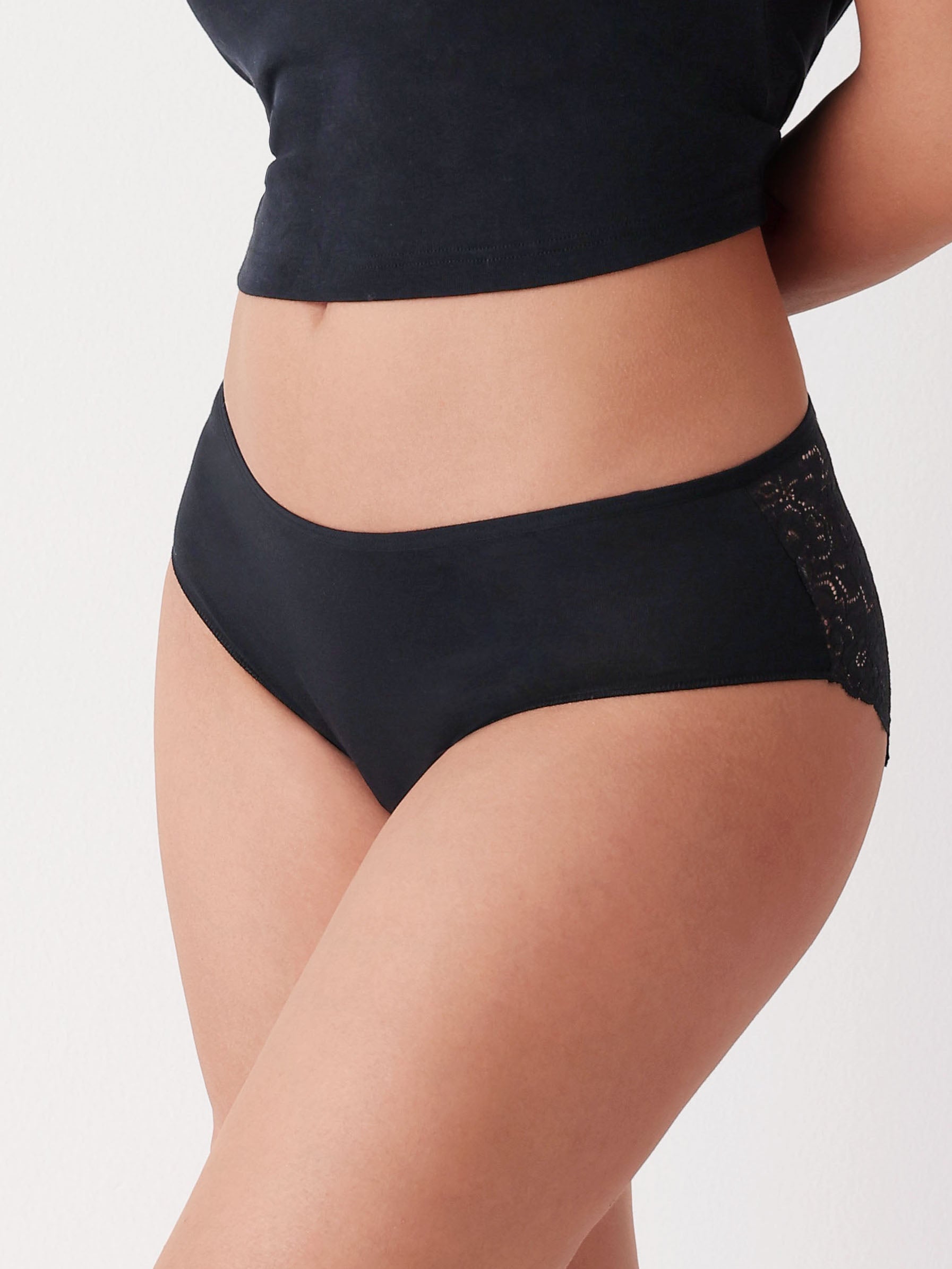 Cotonella GD288 Elastische Baumwoll- und Spitzen-Hipster-Slips, 4er-Pack